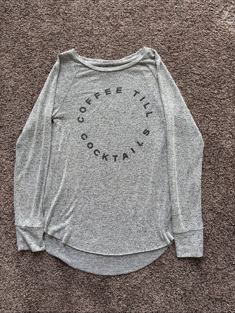 Grayson Threads Coffee Till Cocktails Gray Long-Sleeve Women’s Top - Small